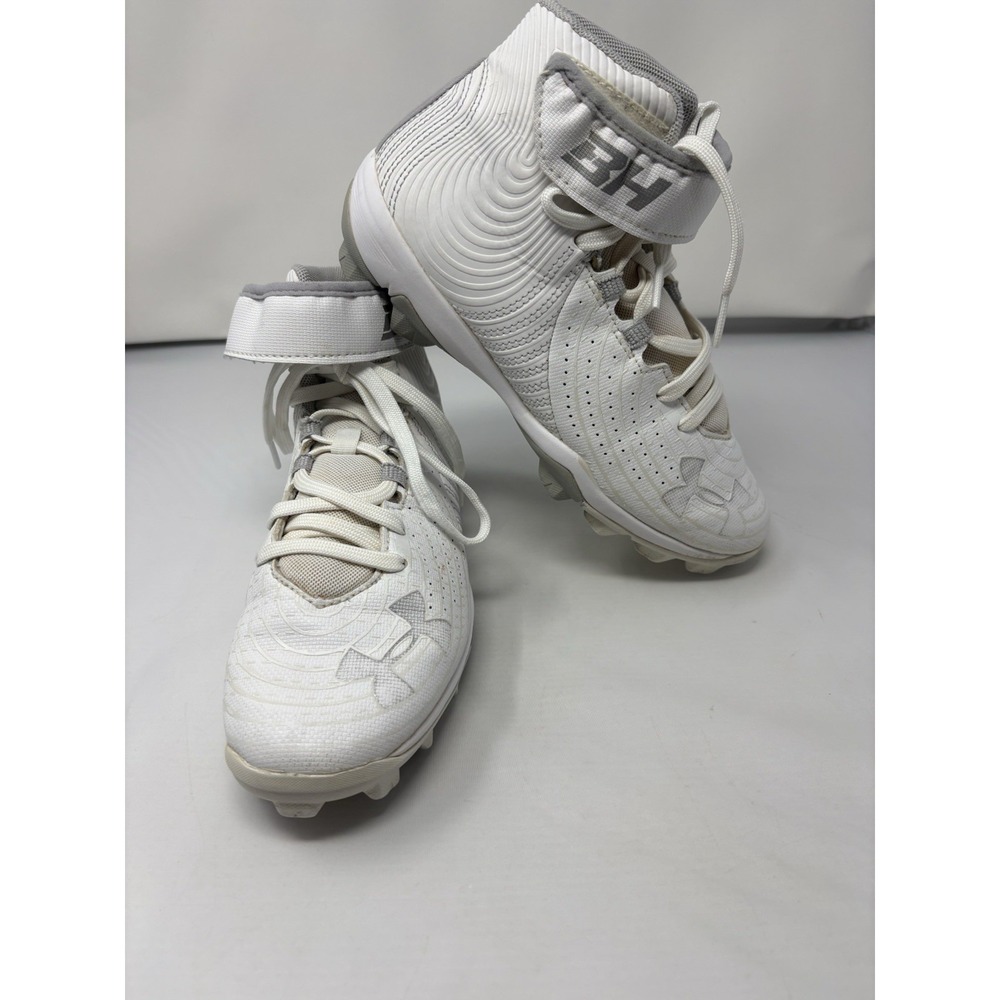 Under Armour Bryce Harper 4 Mid Size US 4Y Baseball Cleats White Silver High Top